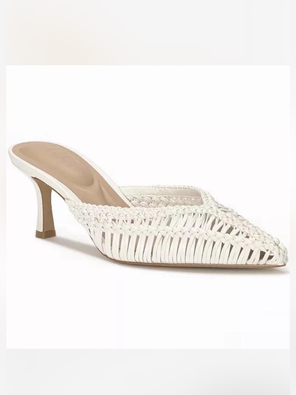 Inc International Concepts White Woven Pointed-Toe Mule